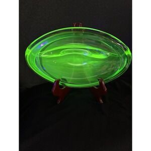 Murano Uranium Sommerso Art‎ Glass Lg Bowl 12 1/2" X 8" Very Heavy Exc Condition